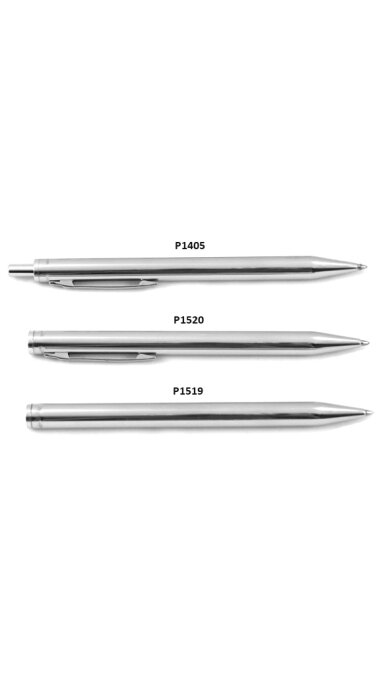 Nerūdijančio plieno rašiklis su spaustuku (mėlynas rašalas) P1520-S-2 Nerūdijančio plieno rašiklis su spaustuku (mėlynas rašalas) P1520-S-2